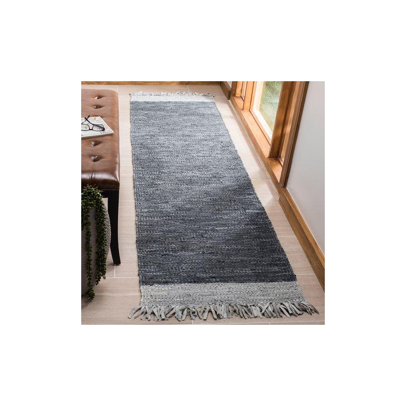 Vintage Leather VTL310 Hand Woven Indoor Accent Rug - Light Grey/Dark Grey - 2'3"x4' - Safavieh