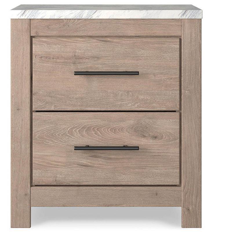 Signature Design by Ashley Senniberg 2 Drawer Night Stand, Light Brown/White