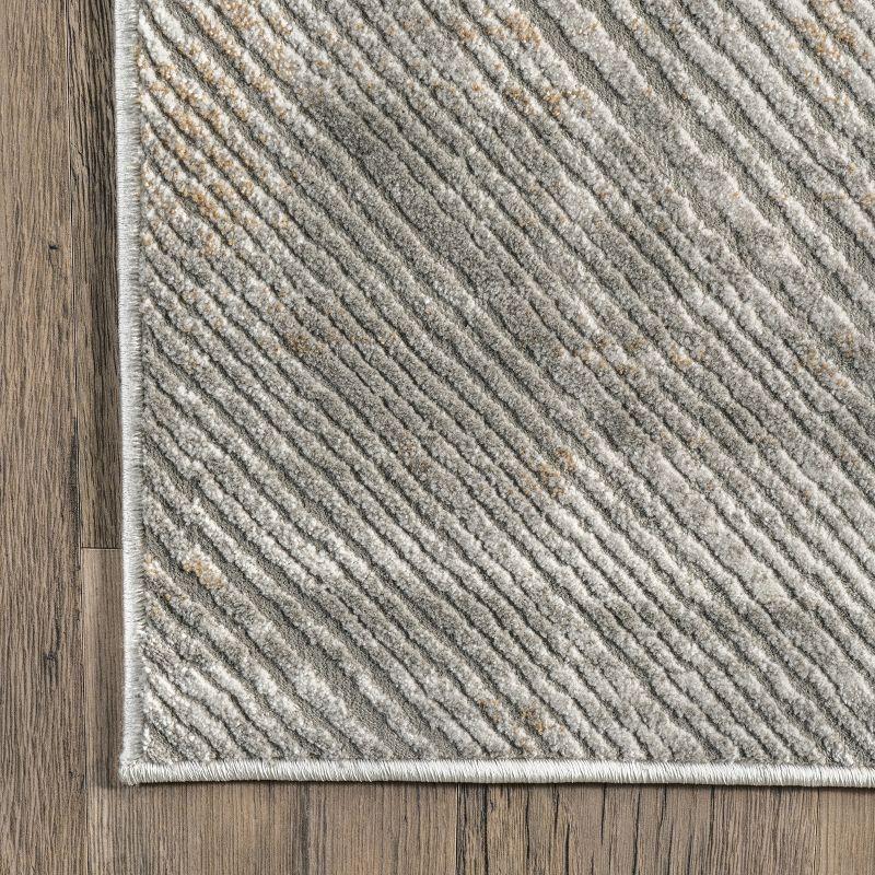 Elegant Beige Geometric 5' x 8' Synthetic Area Rug