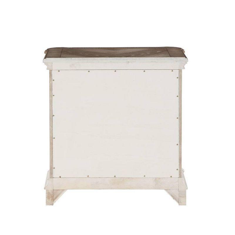 28" Florian Nightstand Antique White Finish - Acme Furniture: Elegant Square Design, No Assembly, Wood Composite Frame