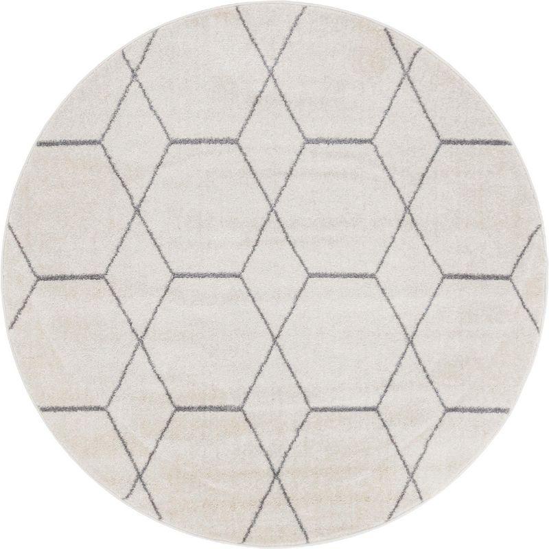 Unique Loom 4' 0 x 4' 0 Trellis Frieze Ivory Area Rug