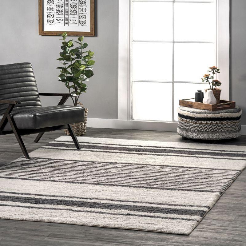 Lauren Liess x Rugs USA - Striped Wool Machine Washable Indoor Area Rug