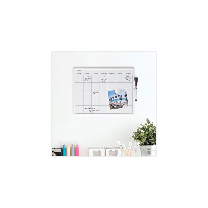 U Brands Magnetic Dry Erase Monthly Calendar, 14 x 11.66, White Surface, White Plastic Frame