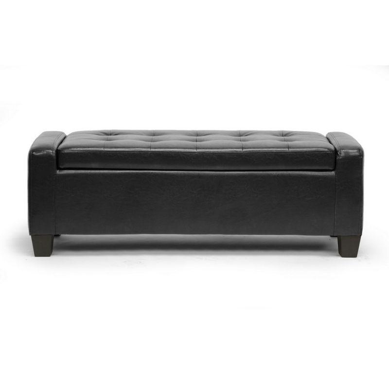 Manchester Black Tufted Leather Storage Ottoman