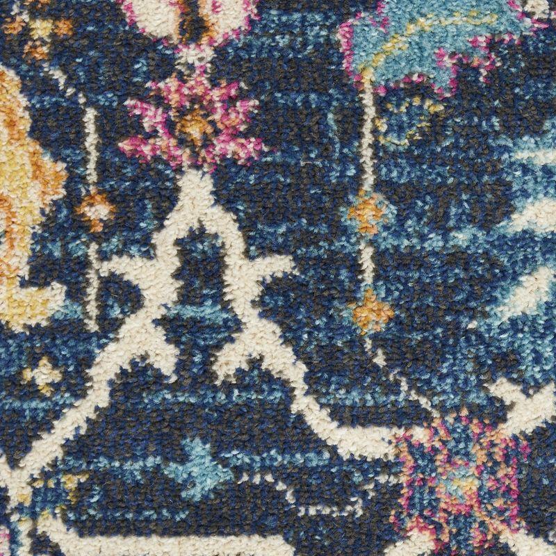 Navy Floral Whimsy 10' x 14' Synthetic Easy-Care Area Rug