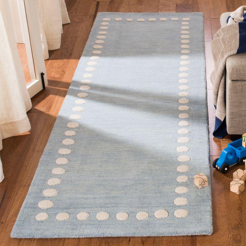 Hand-Tufted Coastal Kids' Blue Wool Runner Rug 30" x 8"