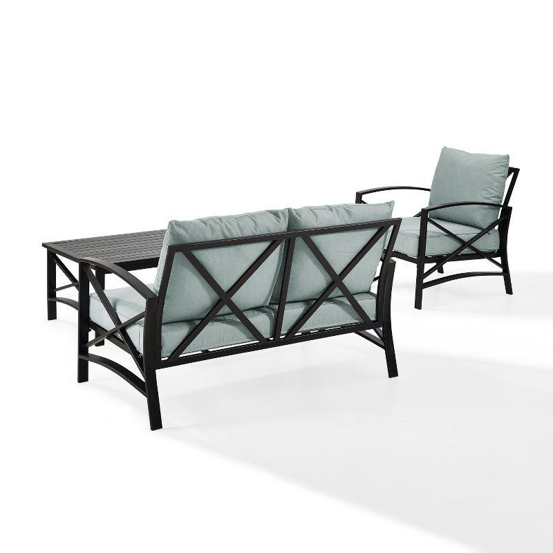 Kaplan 3-Piece Steel Outdoor Seating Set with Cushions