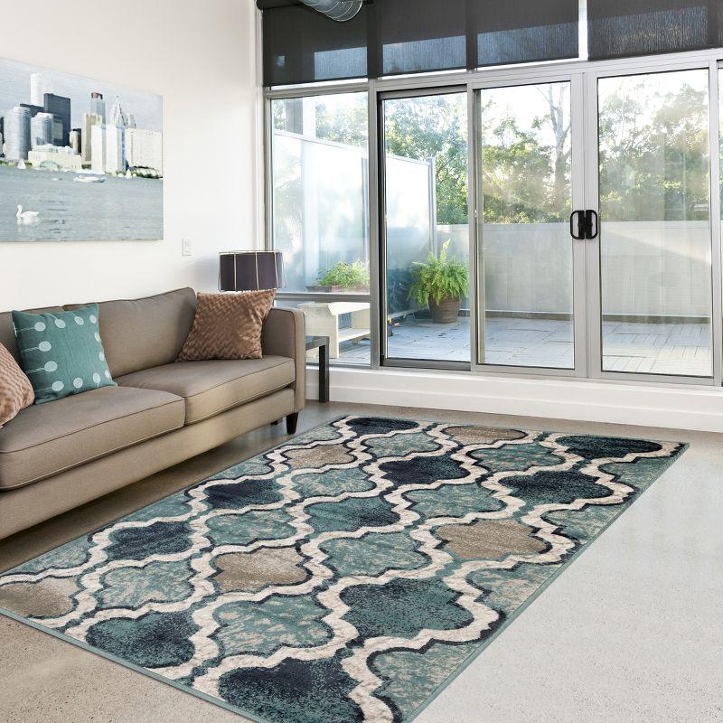 Deep Royal Trellis 8' x 10' Synthetic Area Rug