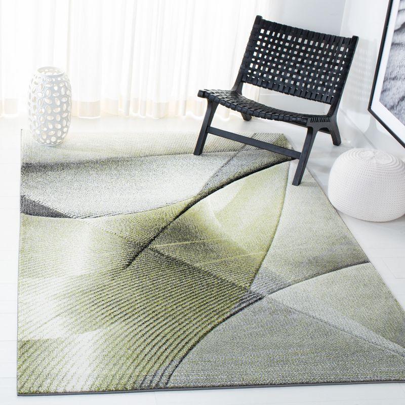 Mid-Century Modern Artistry Grey & Green Rectangular Area Rug, 9' x 12'