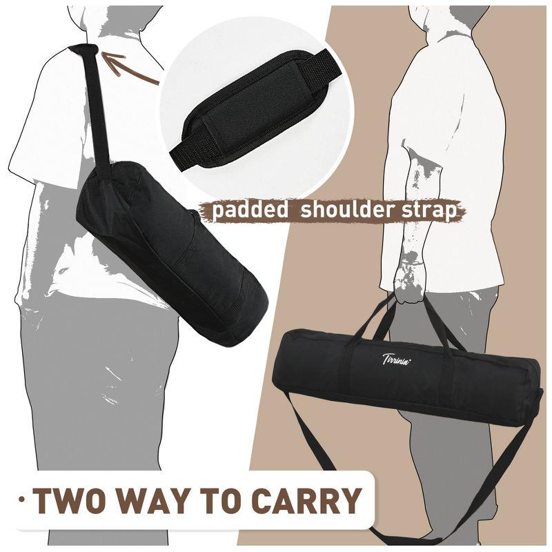 Tirrinia 26x26in Bamboo Picnic Table with Carrying Bag + Free Picnic Pad, Outdoor Portable All-Purpose Table for Concerts, Camping, Beach, Tailgating, Patio, Kitchen, Living Room