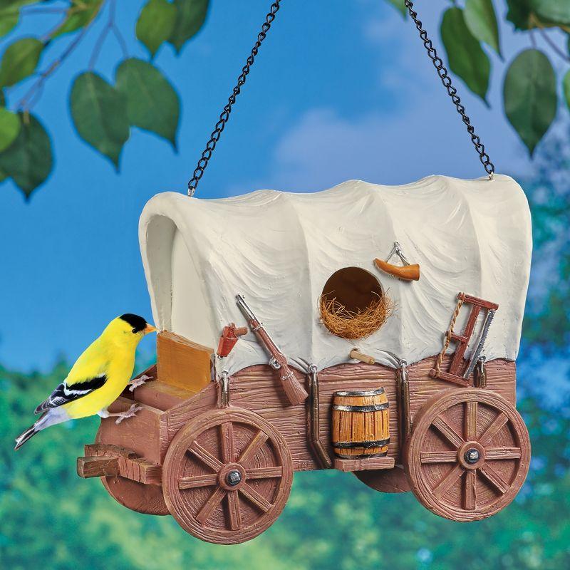 August Grove® Hand-Painted Covered Wagon Hanging Birdhouse