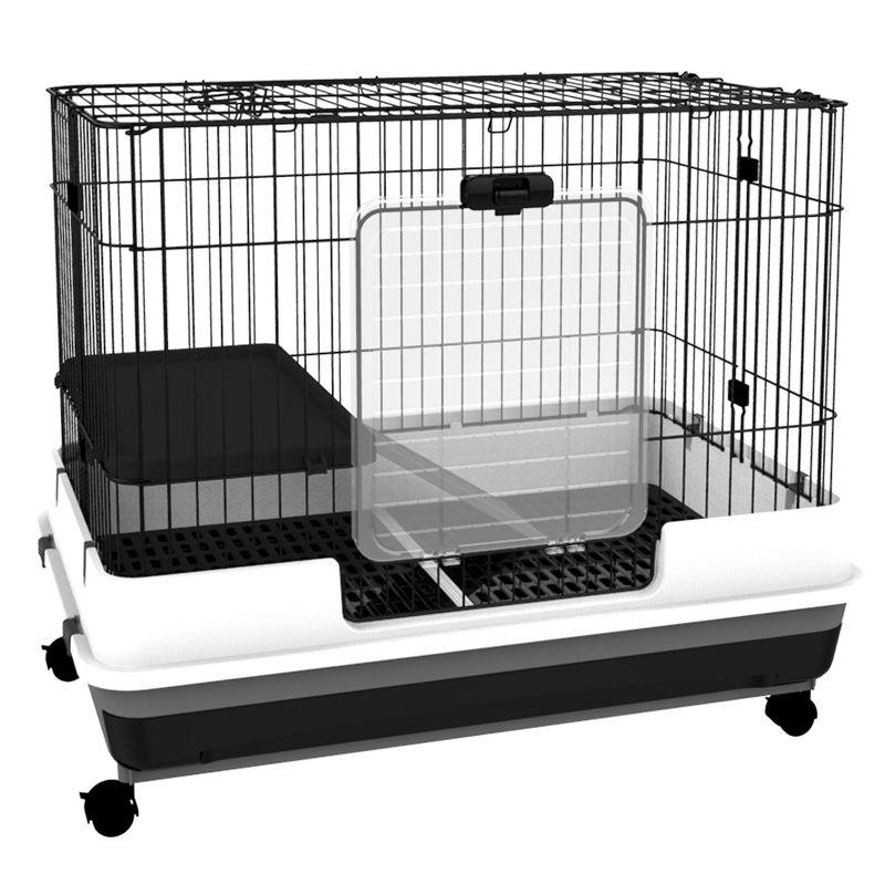 Black 2-Level Small Animal Cage with Wheels and Removable Tray