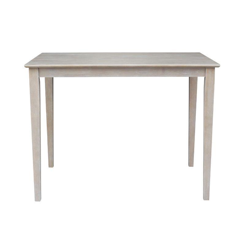 Solid Wood 30" X 48" Counter Height Table Washed Gray Taupe - International Concepts: Parawood, Non-Extension, Modern Style