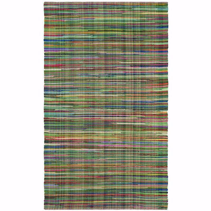Rag Rug RAR240 Hand Woven Indoor Area Rug - Green/Multi - 5'x8' - Safavieh.
