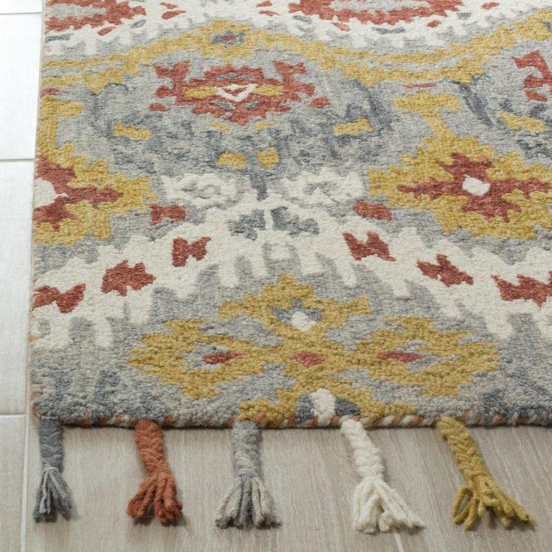 Hand-Knotted Bohemian Gray and Gold Wool Area Rug - 3' x 5'