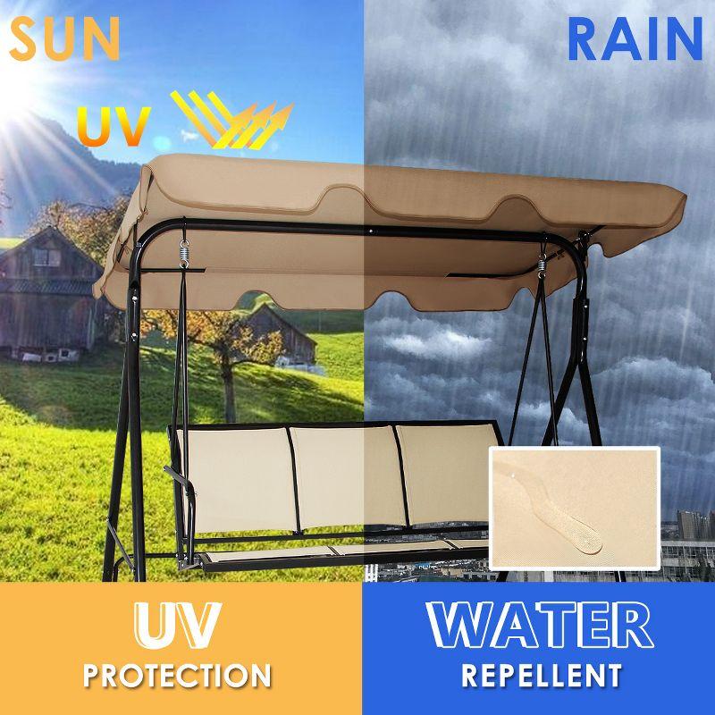 Costway Outdoor Patio Swing Canopy 3 Person Canopy Swing Chair Patio Hammock Brown