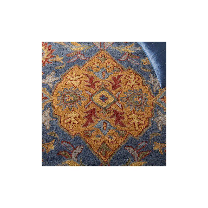 Heritage HG653 Handmade Area Rug - 4'x6' - Navy/Gold - Safavieh