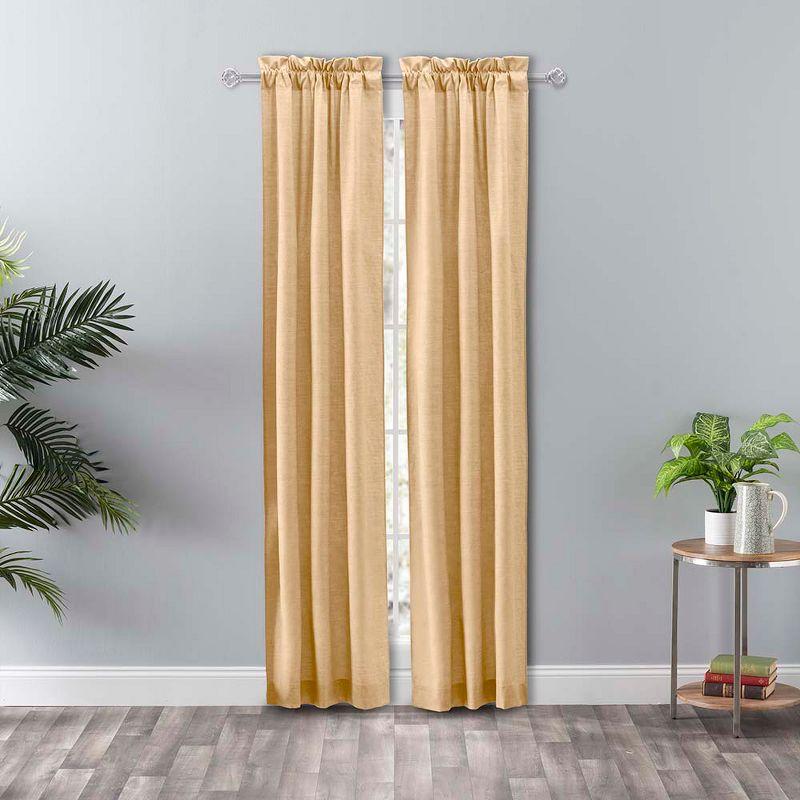 Butter Cotton Polyester Light-Filtering Rod Pocket Curtains