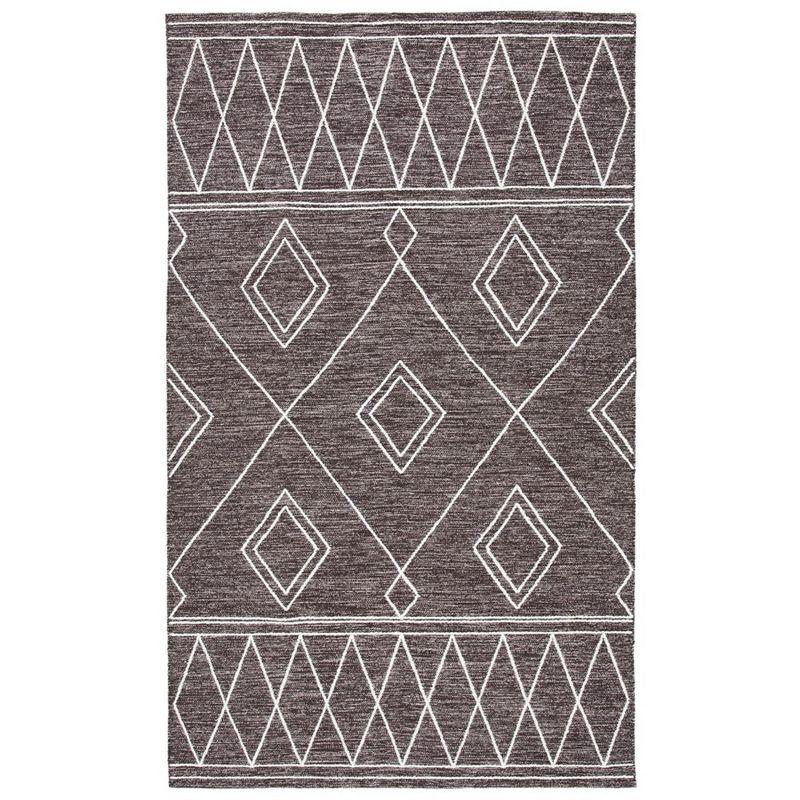 Ivory and Brown Handwoven Wool Cotton Area Rug