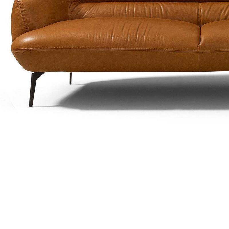 66" Leonia Sofa Cognac Leather - Acme Furniture: Contemporary Metal Legs, Plush Upholstery, Seats Four