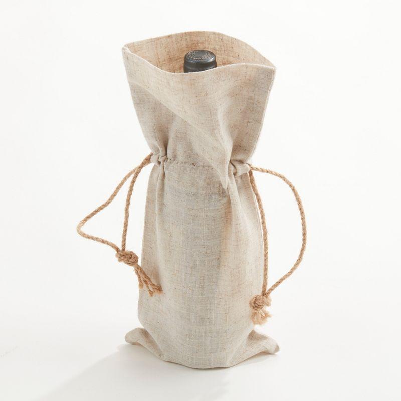 Reusable Linen Blend Artisan's Touch Bottle Bag (Set of 6)