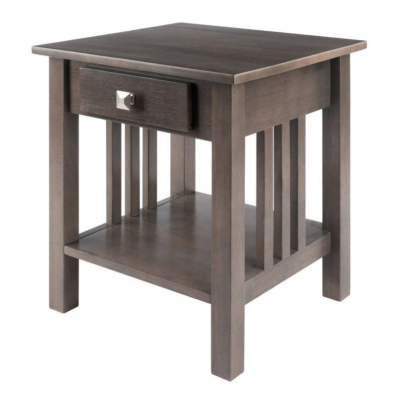 Transitional Stafford Oyster Gray Wood End Table with Storage