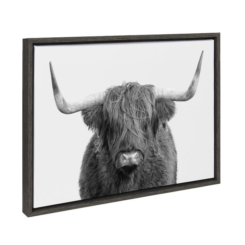 Kate and Laurel Sylvie Highland Cow Portrait Framed Canvas by Amy Peterson Art Studio