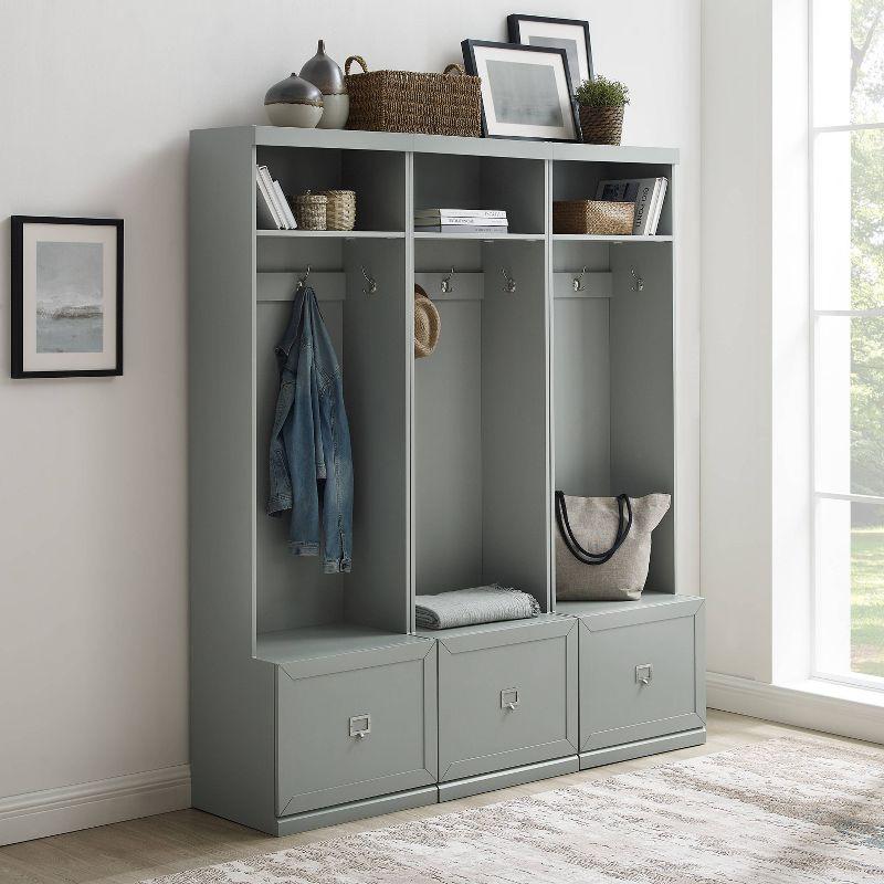 Harper Gray 3-Piece Hall Tree Entryway Set with Storage Drawers