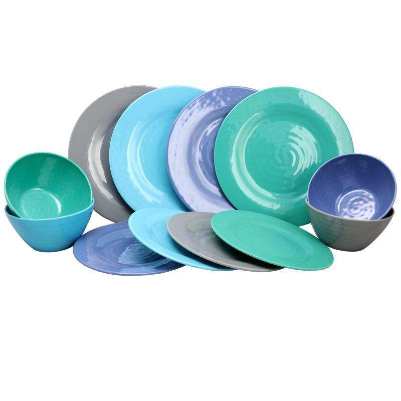 Gibson Brist 12 Piece Dinnerware Set in 4 Assorted Colors