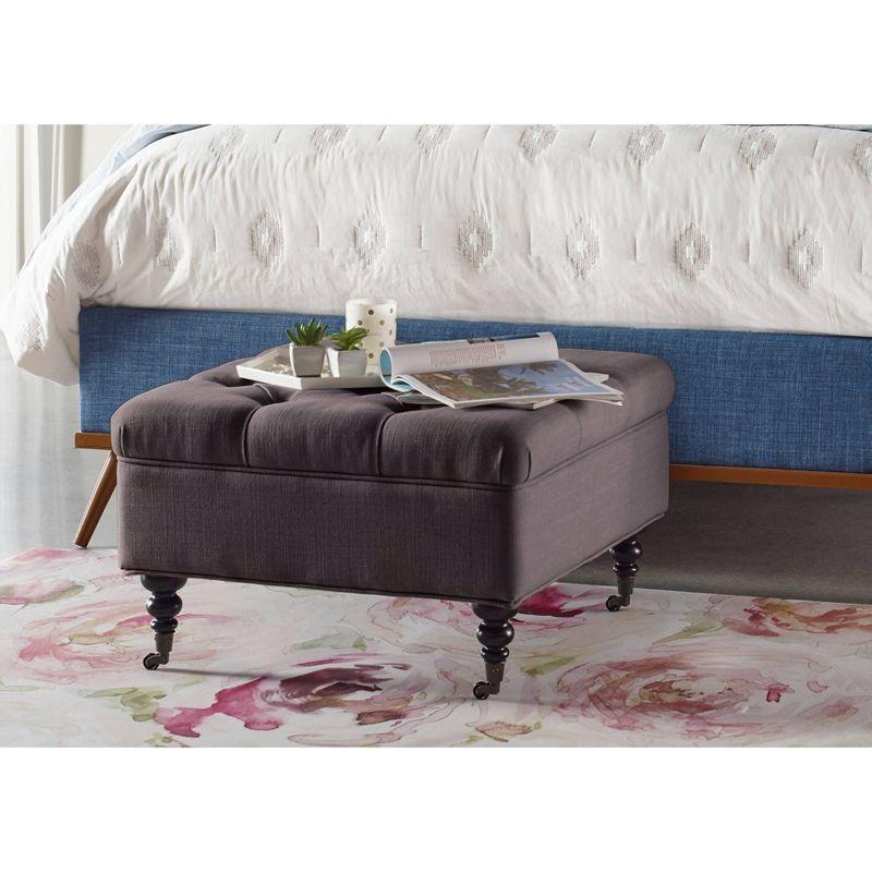 Abbot Square Tufted Ottoman with Storage and Casters - Serta