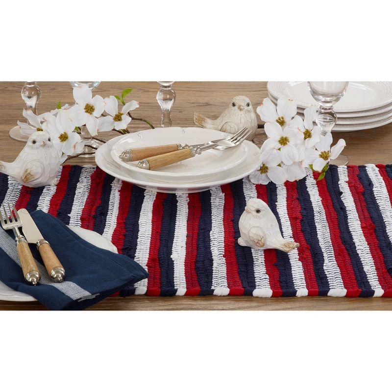 Saro Lifestyle Striped Patriotic Chindi Runner, Multi, 16" x 72"