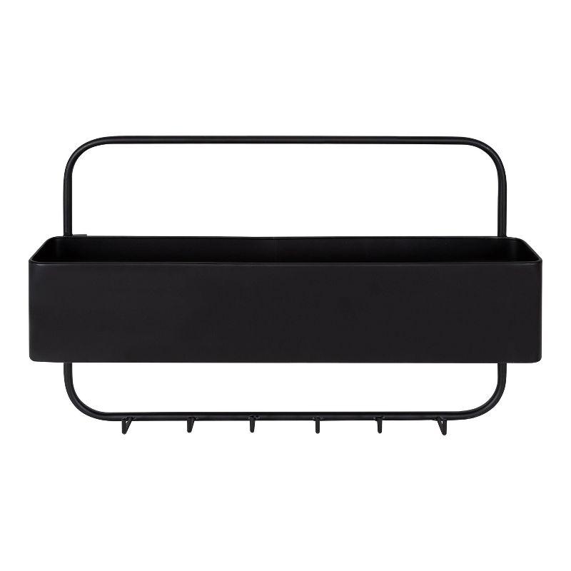 21" x 14" Yeager Metal Wall Pocket Organizer with Hooks Black - Kate & Laurel All Things Decor: Office Wall Organization, Desk Accessory