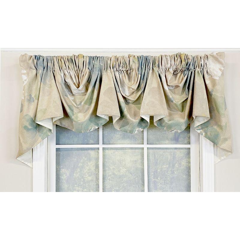 Mantra Linen Floral 3-Scoop Empire Valance Color Beige/Blue/Aqua Green