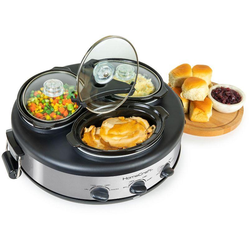 Mega Chef Triple Round Oval 1.5 Quart Stainless Steel Cooker Buffet