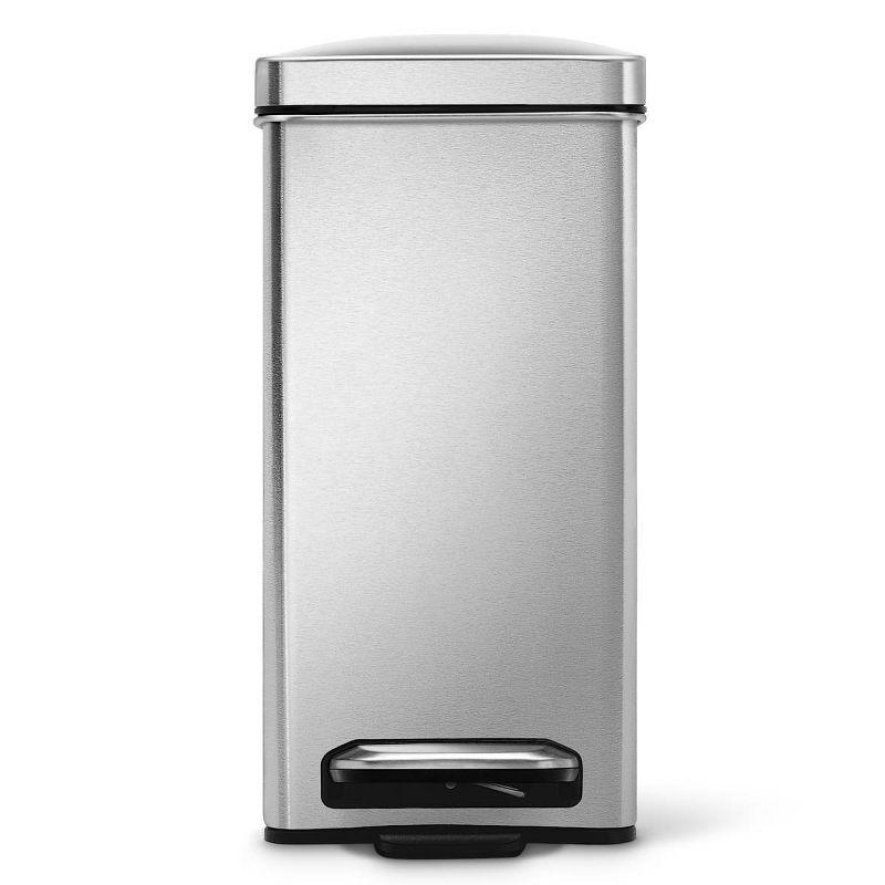 simplehuman 10 Liter / 2.6 Gallon Stainless Steel Bathroom Slim Profile Trash Can