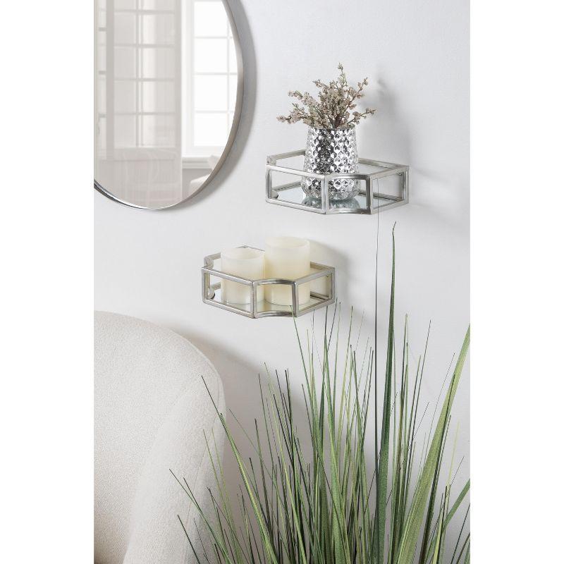 Ciel Glam Geometric Silver Wall Sconce Shelf Set