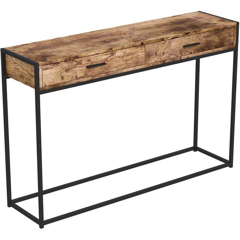 Rustic Chic 48" Reclaimed Wood Console with Black Metal Frame and Storage Drawers