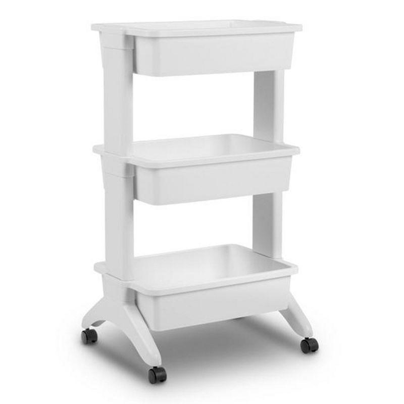 Sterilite 3 Tier Utility Rolling Organization Cart Portable Storage Bins, 3 Pack (Set of 3)