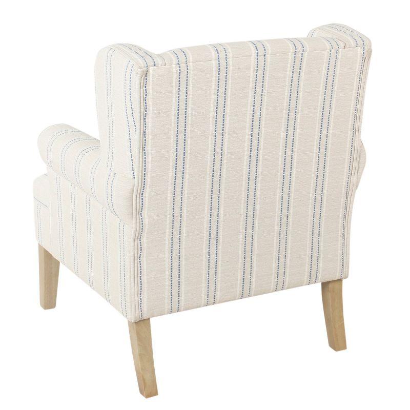 Emerson Striped Wingback Accent Chair in Blue and White