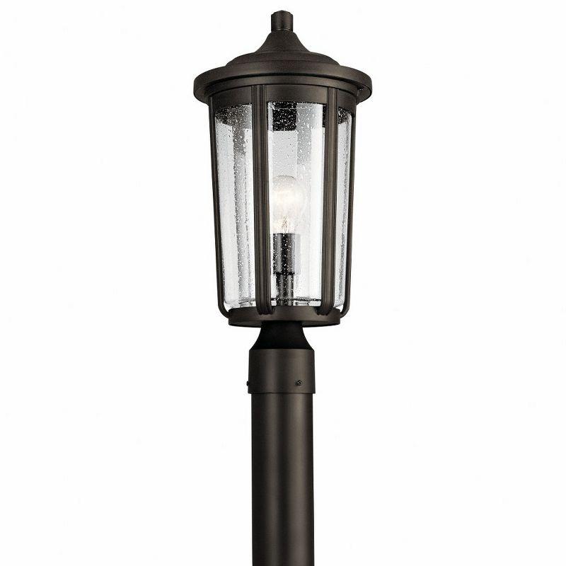 Fairfield Black Outdoor Post Light with Clear Seeded Glass