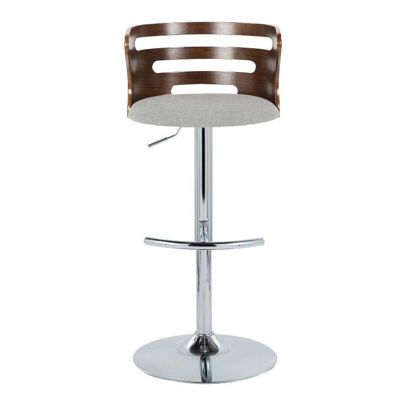 Walnut and Gray Adjustable Swivel Barstools with Metal Base