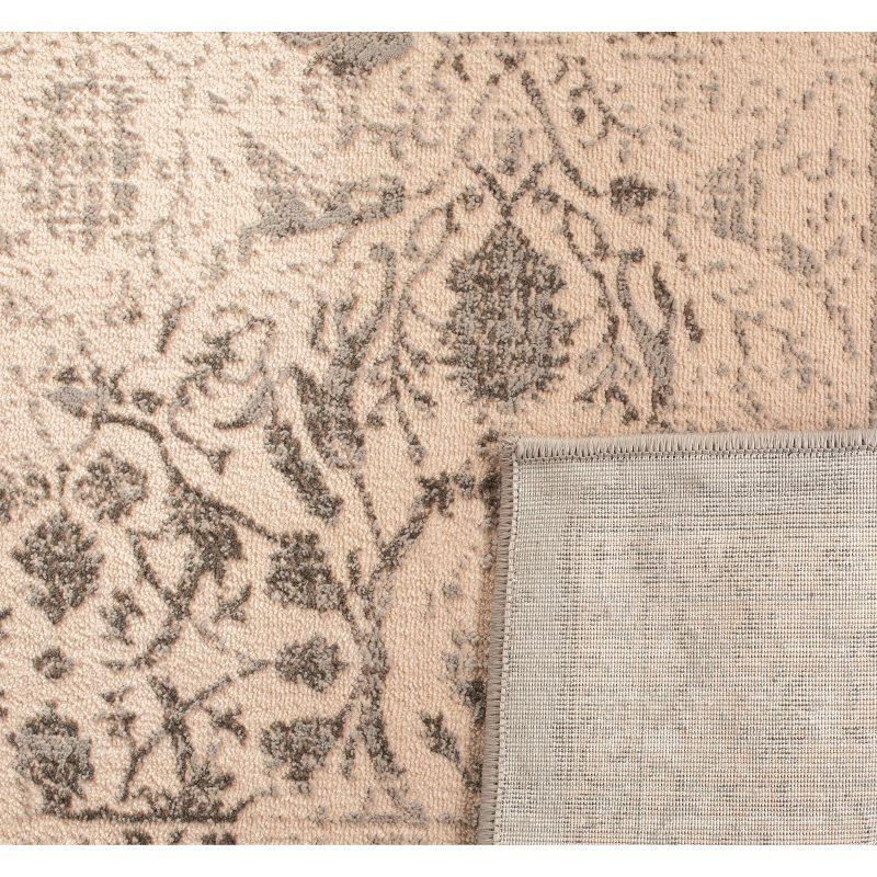 Brilliance Cream and Gray Floral 5'1" x 7'6" Area Rug