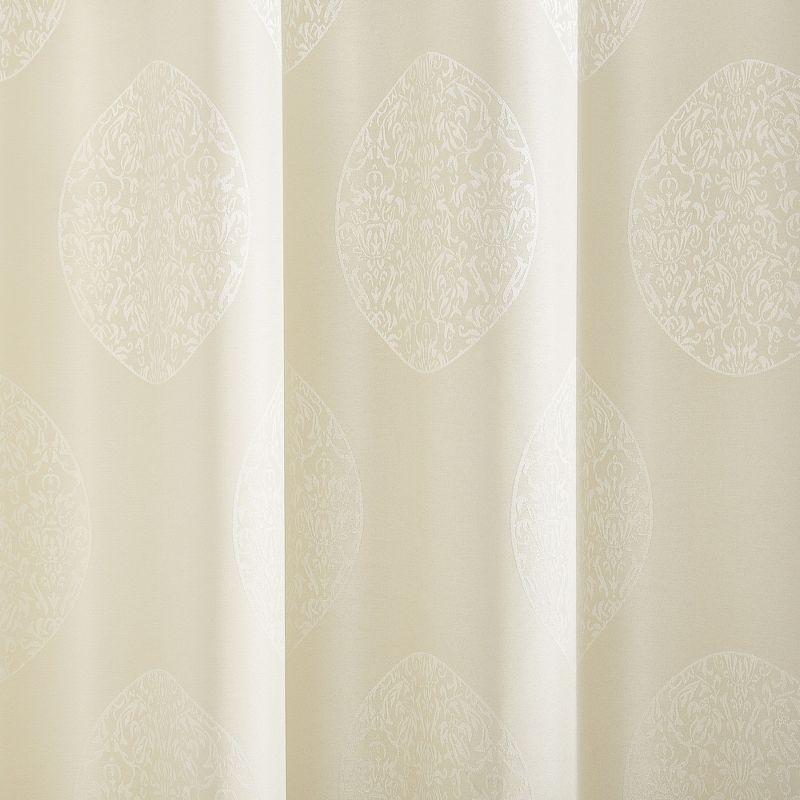 Ivory Linen Jacquard Grommet Top Curtain Panels