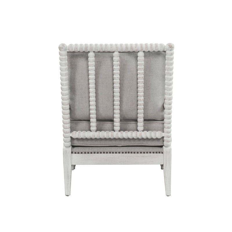 35" Saraid Accent Chair Gray Linen Light Oak Finish - Acme Furniture: Upholstered Armchair, No Assembly, Wood Frame