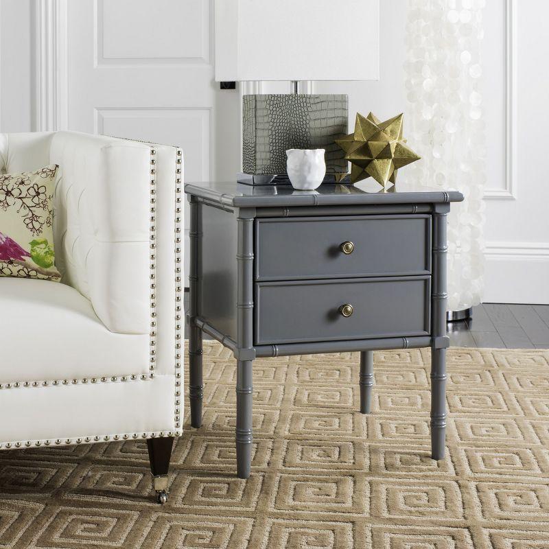 Niah 2 Drawer Nightstand - NST3501 - Grey/Gold - Safavieh