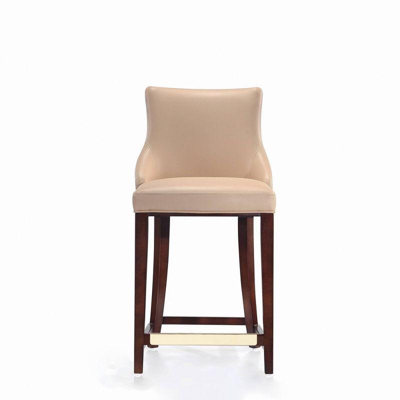 Manhattan Comfort Shubert Modern Leatherette Upholstered Counter Height Barstool Tan: Beech Wood Legs, No Assembly Required
