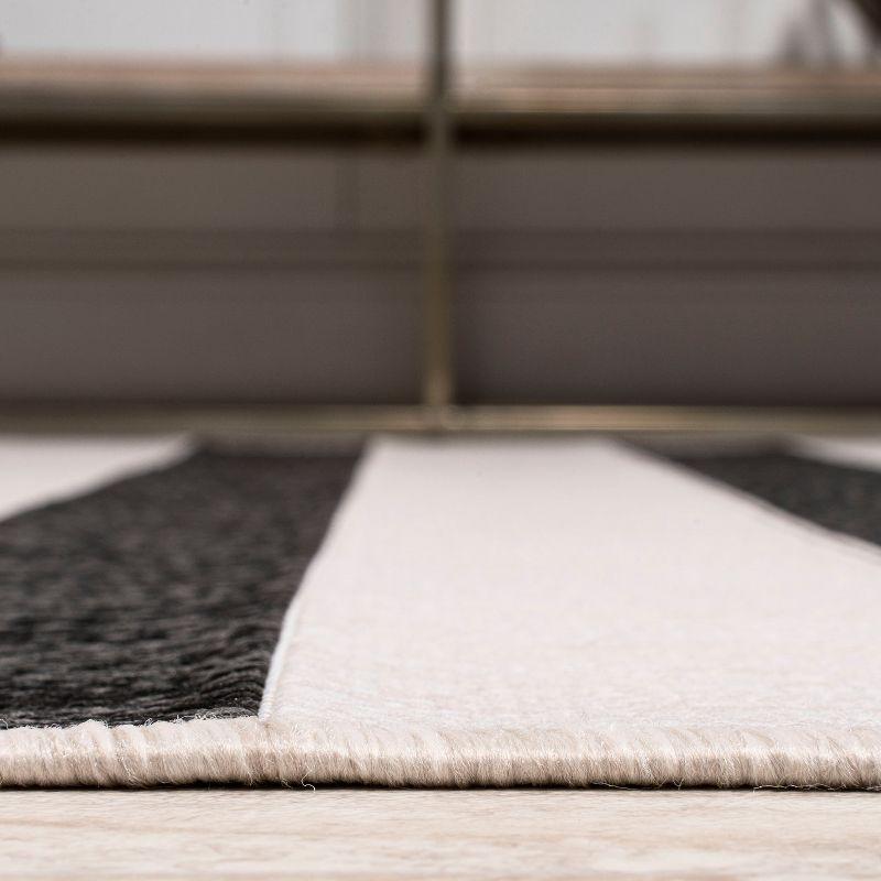 2'x8' Aveiro Wide Stripe Indoor/Outdoor Runner Rug, Black/Cream - JONATHAN Y