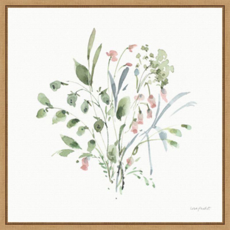 Lisa Audit Botanical Green and Pink Framed Canvas Print 22 x 22