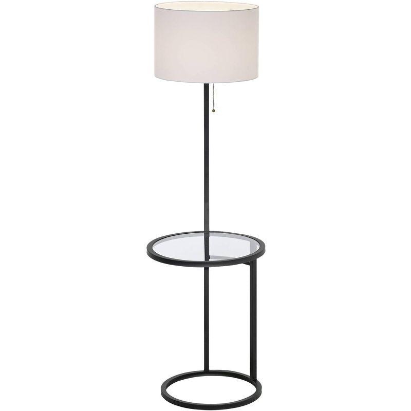 Modern Black Metal Floor Lamps with Tray Table, Set of 2