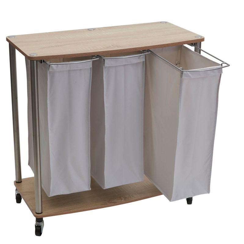 Modern Laundry Center with Wheels, 6 Load Capacity, Steel Frame, Light Ash Wood Grain Laminate